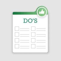 Do's and don'ts checklist vector
