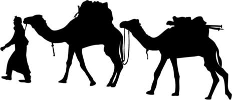 One person with 2 camel vector