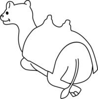 Baby Camel Facing Behind Line Art Coloring Book vector