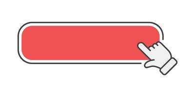 A hand pointing at a red button vector