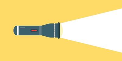 A flashlight is shown on a yellow background vector