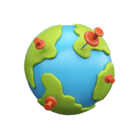Globe with location point, 3D rendering png