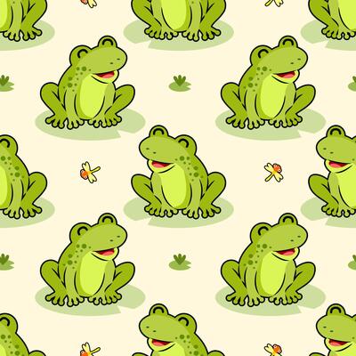 seamless pattern with cute frogs cartoon