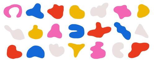 A set of modern abstract elements in trendy baby colors, hand drawn in a childish scruffy style. The collection also contains abstract shapes, all of which convey a sense of playful creativity vector
