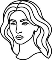 Minimalist Abstract Female Face Line Art Elegant One Line Profile Drawing vector