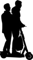 Silhouette on a white background of a people in two on electric scooter vector