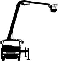 Silhouette on white background of aerial platform or crane on a vehicle. vector