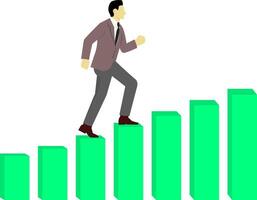Businessman Climbing Bar Chart Steps Towards Success - Conceptual Growth and Career Development Illustration vector