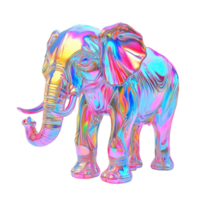 An elephant statue is made of shiny metal png