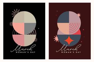 Flat design typography set featuring March 8 graphics to celebrate Womens Day, offering colorful, modern, and empowering visuals that promote gender equality awareness and inspire change. vector