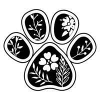 Botanical Dog Paw Print Illustration for Crafts vector
