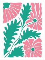 Stylish Vintage Flower Clipart in Bold Colors vector