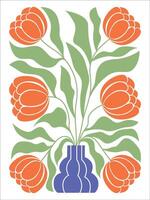 Retro Inspired Flower Art with Groovy Vibes vector