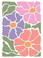 Boho Flower Design with Abstract Shapes and Pastels vector