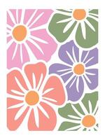 Abstract Garden with Boho Flowers in Retro Style vector
