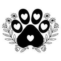 Dog Paw with Flowers Sublimation Clipart vector