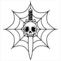 Bone Chilling Skull and Web Illustration for Decor vector