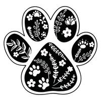 Pastel Flowers Dog Paw for Shirts vector