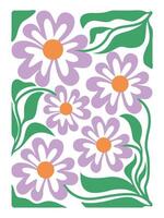 Abstract Boho Floral Illustration in Retro Color Palette vector