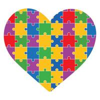 Autism Puzzle Heart, Vibrant Autism Puzzle Piece for Educational and Support Art vector