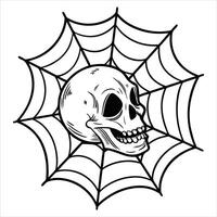 Spider Web and Skull Art for Spooky Season Projects vector