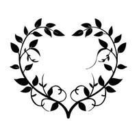 Botanical Heart Shaped Wreath with Flowers and Leaves in Delicate Art vector