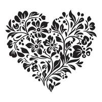 Heart Shape Design with Flowers and Leaf Elements vector