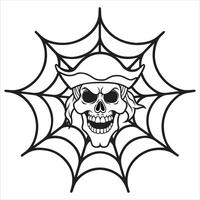 Skull and Web Digital Design for Horror Themes vector