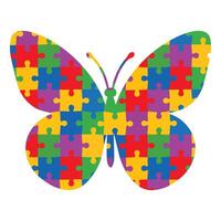 Autism Puzzle Butterfly, Autism Support Puzzle Piece Graphic for DIY Projects vector