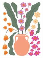 Boho Retro Flowers in Abstract Form vector