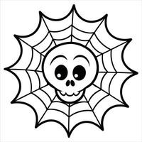 Haunted Skull Spider Web Graphic for Scary Themes vector