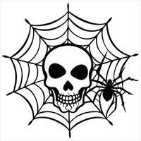 Horror Style Skull with Web Art for Halloween Fun vector