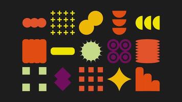 Childish set of abstract crayon graphics geometric shapes, creative lines, waves, grids, and arrows for planners and cards vector