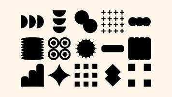 Childish set of abstract graphics geometric shapes, creative lines, waves, grids, and arrows for planners and cards vector