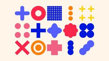 Hand-drawn geometric shapes and abstract patterns in crayon sketch style. Retro and futuristic doodle elements for creative design, posters, stickers, and digital backgrounds vector