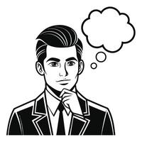 Silent Man Silhouette Capturing Introspection vector