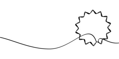 continuous line drawing of starburst or quality badge symbol. abstract line art illustration vector