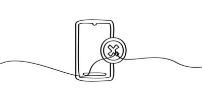 continuous line drawing of no phone symbol. abstract line art illustration vector