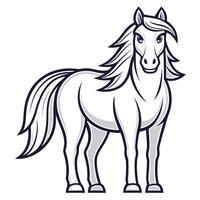 a horse with long mane standing in front of a white background vector