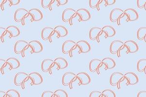 pattern of thin ribbon bows. Bows outline on a blue background. vector