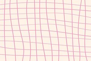 Wavy Grid Pattern in Pink on Cream Background. Minimalistic background with hand drawn, pastel pink grid on soft cream background. Retro geometric design is perfect for wrapping paper, textiles vector