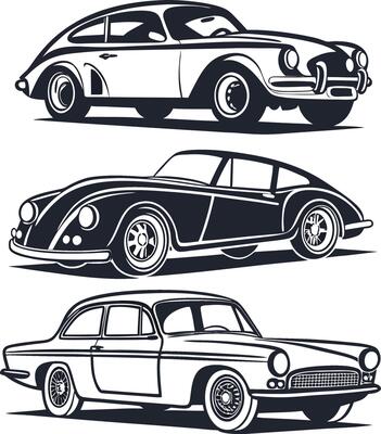 Retro Car Icons set silhouette