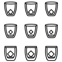 t Whiskey Glass Icon Set for Beverage and Drink Designs vector