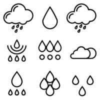 Simple Rain Icon Set with Different Styles vector