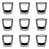 Simple Black Line Art Whiskey Glass vector