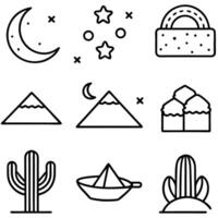 Simple Desert Icon Set with Different Styles vector