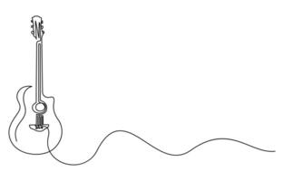Continuous one line art world music day concept guitar vector