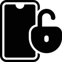 Unlock, Phone, Smartphone Glyph Solid Icon vector