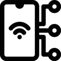 Iot, Internet Of Things, Mobile App Outline Icon vector