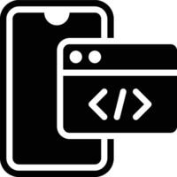 Front End, Mobile Programming, Mobile App Glyph Solid Icon vector